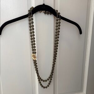 Gold Accent Smoky Bead Layered Necklace